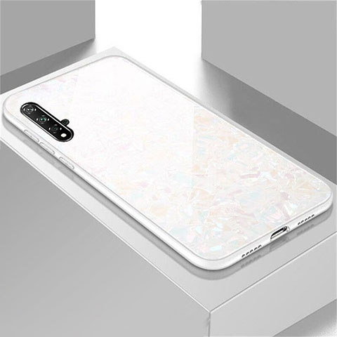 Coque Rebord Contour Silicone et Vitre Miroir Housse Etui T03 pour Huawei Nova 5 Pro Blanc