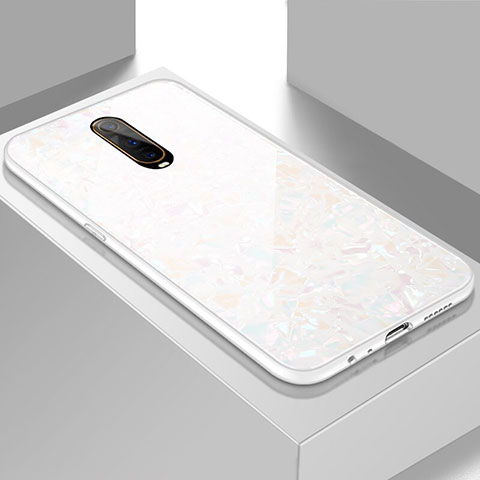 Coque Rebord Contour Silicone et Vitre Miroir Housse Etui T05 pour Oppo R17 Pro Blanc