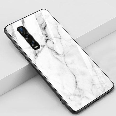 Coque Rebord Contour Silicone et Vitre Miroir Housse Etui Z01 pour Oppo Find X2 Pro Blanc