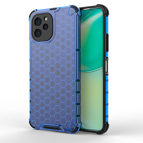 Coque Rebord Contour Silicone et Vitre Transparente Housse Etui 360 Degres AM1 pour Huawei Enjoy 50z Bleu