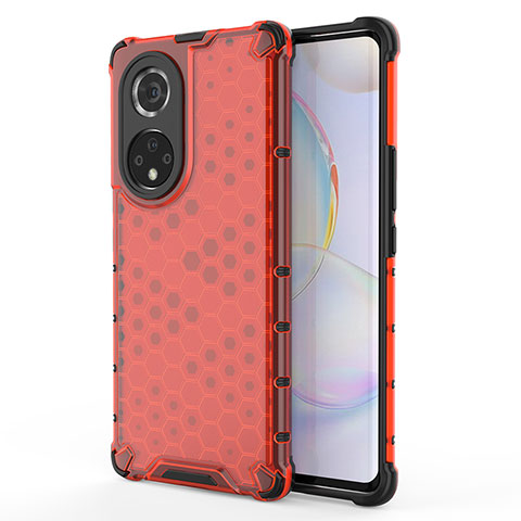 Coque Rebord Contour Silicone et Vitre Transparente Housse Etui 360 Degres AM1 pour Huawei Honor 50 Pro 5G Rouge