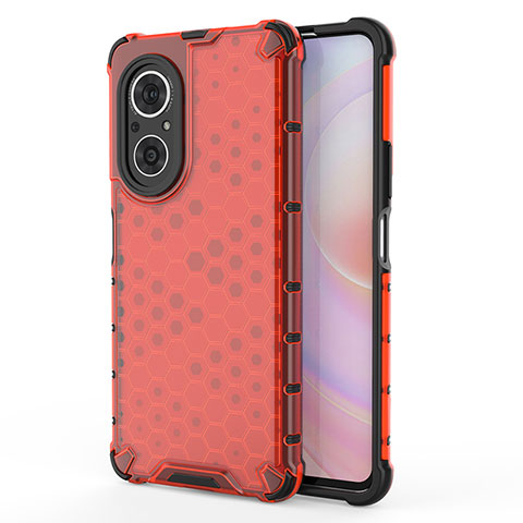 Coque Rebord Contour Silicone et Vitre Transparente Housse Etui 360 Degres AM1 pour Huawei Honor 50 SE 5G Rouge