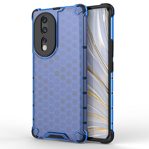 Coque Rebord Contour Silicone et Vitre Transparente Housse Etui 360 Degres AM1 pour Huawei Honor 80 5G Bleu