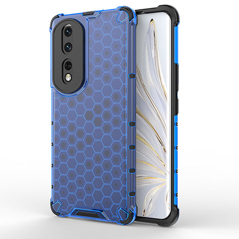 Coque Rebord Contour Silicone et Vitre Transparente Housse Etui 360 Degres AM1 pour Huawei Honor 80 Pro 5G Bleu