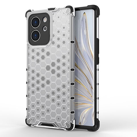 Coque Rebord Contour Silicone et Vitre Transparente Housse Etui 360 Degres AM1 pour Huawei Honor 80 SE 5G Blanc