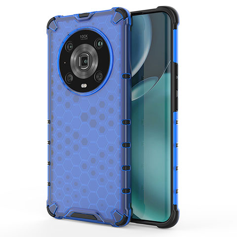 Coque Rebord Contour Silicone et Vitre Transparente Housse Etui 360 Degres AM1 pour Huawei Honor Magic4 Pro 5G Bleu