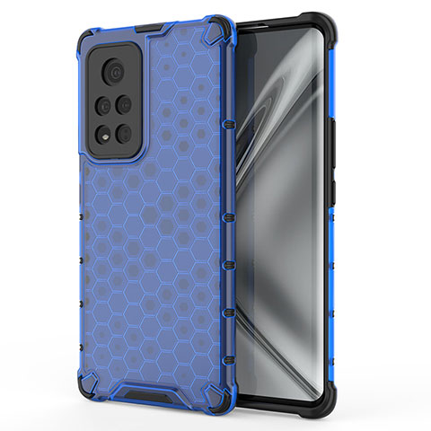 Coque Rebord Contour Silicone et Vitre Transparente Housse Etui 360 Degres AM1 pour Huawei Honor V40 5G Bleu