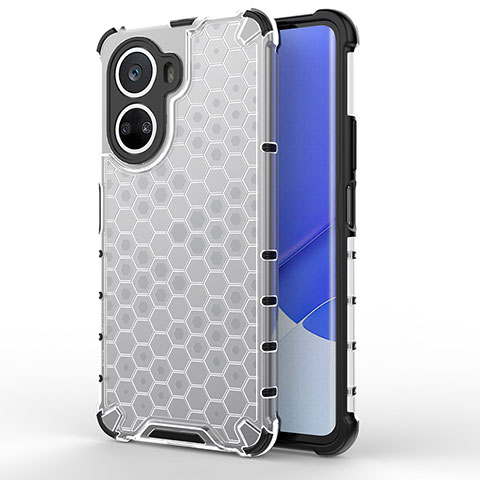 Coque Rebord Contour Silicone et Vitre Transparente Housse Etui 360 Degres AM1 pour Huawei Nova 10 SE Blanc