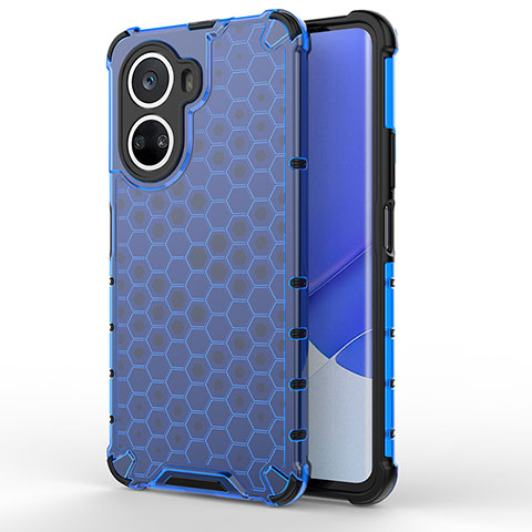 Coque Rebord Contour Silicone et Vitre Transparente Housse Etui 360 Degres AM1 pour Huawei Nova 10 SE Bleu