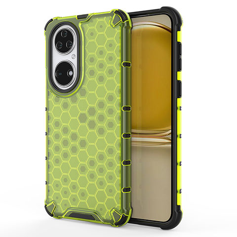 Coque Rebord Contour Silicone et Vitre Transparente Housse Etui 360 Degres AM1 pour Huawei P50 Pro Vert