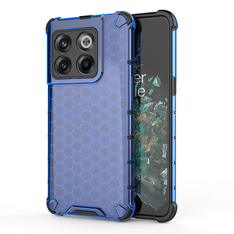 Coque Rebord Contour Silicone et Vitre Transparente Housse Etui 360 Degres AM1 pour OnePlus 10T 5G Bleu