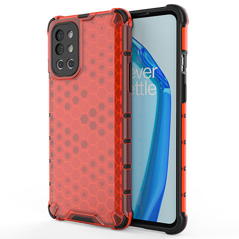 Coque Rebord Contour Silicone et Vitre Transparente Housse Etui 360 Degres AM1 pour OnePlus 9R 5G Rouge