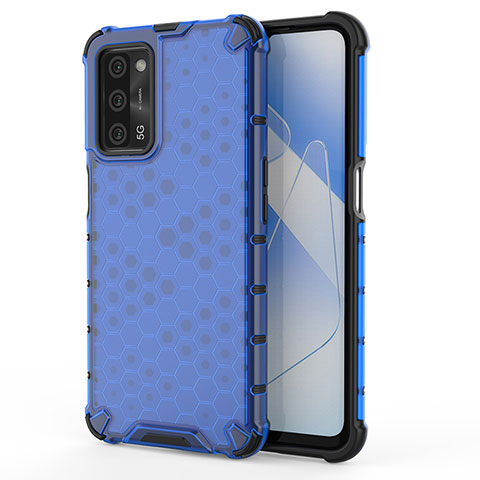 Coque Rebord Contour Silicone et Vitre Transparente Housse Etui 360 Degres AM1 pour Oppo A53s 5G Bleu