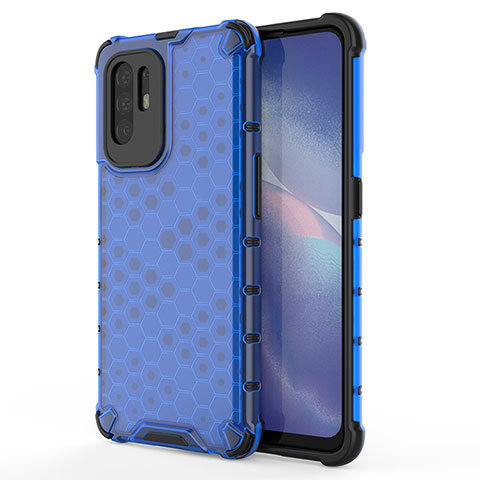 Coque Rebord Contour Silicone et Vitre Transparente Housse Etui 360 Degres AM1 pour Oppo A94 5G Bleu