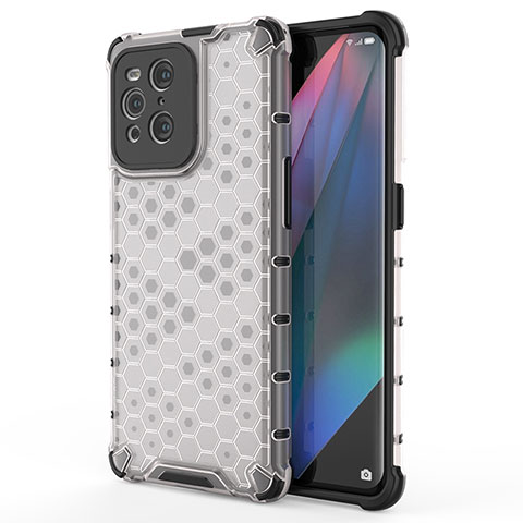 Coque Rebord Contour Silicone et Vitre Transparente Housse Etui 360 Degres AM1 pour Oppo Find X3 5G Blanc