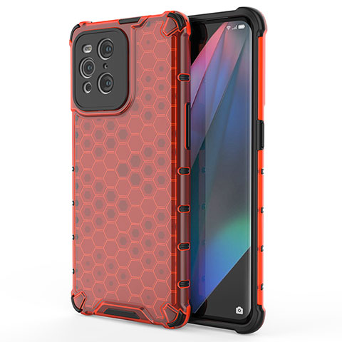 Coque Rebord Contour Silicone et Vitre Transparente Housse Etui 360 Degres AM1 pour Oppo Find X3 5G Rouge