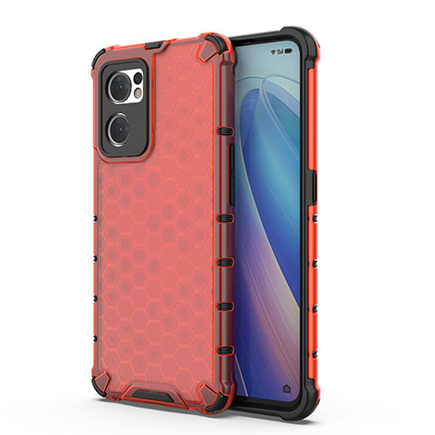 Coque Rebord Contour Silicone et Vitre Transparente Housse Etui 360 Degres AM1 pour Oppo Find X5 Lite 5G Rouge