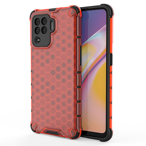 Coque Rebord Contour Silicone et Vitre Transparente Housse Etui 360 Degres AM1 pour Oppo Reno5 F Rouge