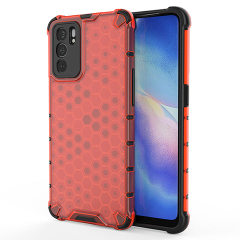 Coque Rebord Contour Silicone et Vitre Transparente Housse Etui 360 Degres AM1 pour Oppo Reno6 5G Rouge