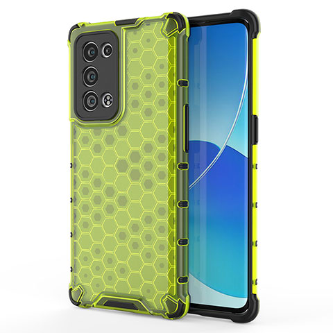 Coque Rebord Contour Silicone et Vitre Transparente Housse Etui 360 Degres AM1 pour Oppo Reno6 Pro+ Plus 5G Vert