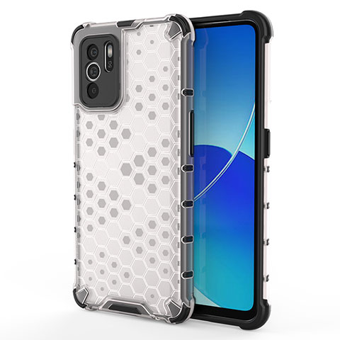 Coque Rebord Contour Silicone et Vitre Transparente Housse Etui 360 Degres AM1 pour Oppo Reno6 Z 5G Blanc