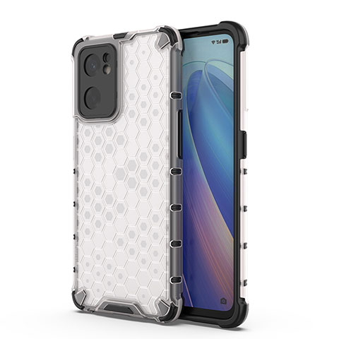 Coque Rebord Contour Silicone et Vitre Transparente Housse Etui 360 Degres AM1 pour Oppo Reno7 SE 5G Blanc