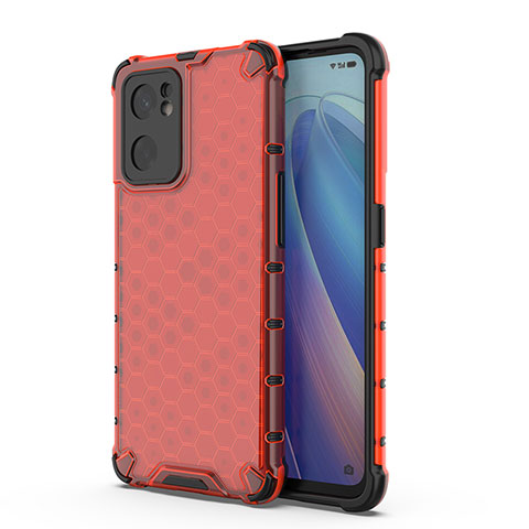 Coque Rebord Contour Silicone et Vitre Transparente Housse Etui 360 Degres AM1 pour Oppo Reno7 SE 5G Rouge