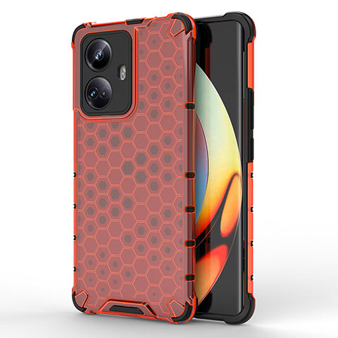 Coque Rebord Contour Silicone et Vitre Transparente Housse Etui 360 Degres AM1 pour Realme 10 Pro+ Plus 5G Rouge