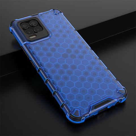 Coque Rebord Contour Silicone et Vitre Transparente Housse Etui 360 Degres AM1 pour Realme 8 4G Bleu