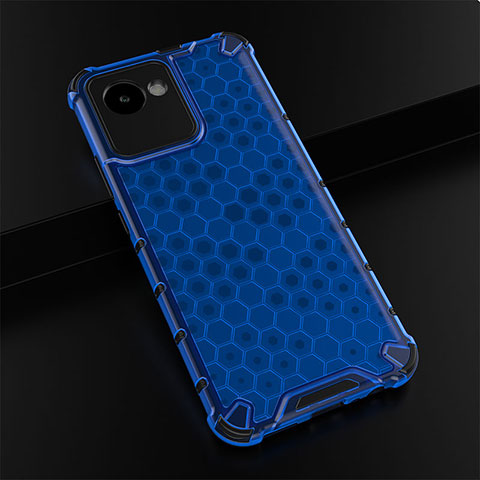 Coque Rebord Contour Silicone et Vitre Transparente Housse Etui 360 Degres AM1 pour Realme C30 Bleu