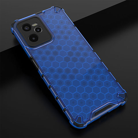 Coque Rebord Contour Silicone et Vitre Transparente Housse Etui 360 Degres AM1 pour Realme C35 Bleu