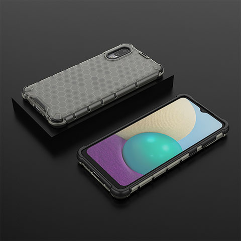 Coque Rebord Contour Silicone et Vitre Transparente Housse Etui 360 Degres AM1 pour Samsung Galaxy A02 Noir