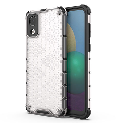 Coque Rebord Contour Silicone et Vitre Transparente Housse Etui 360 Degres AM1 pour Samsung Galaxy A03 Core Blanc