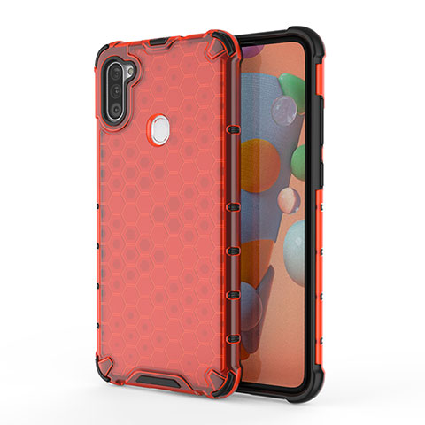 Coque Rebord Contour Silicone et Vitre Transparente Housse Etui 360 Degres AM1 pour Samsung Galaxy A11 Rouge