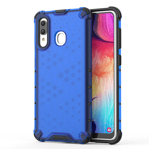 Coque Rebord Contour Silicone et Vitre Transparente Housse Etui 360 Degres AM1 pour Samsung Galaxy A20 Bleu