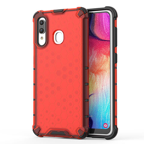 Coque Rebord Contour Silicone et Vitre Transparente Housse Etui 360 Degres AM1 pour Samsung Galaxy A20 Rouge