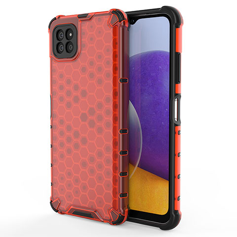 Coque Rebord Contour Silicone et Vitre Transparente Housse Etui 360 Degres AM1 pour Samsung Galaxy A22s 5G Rouge