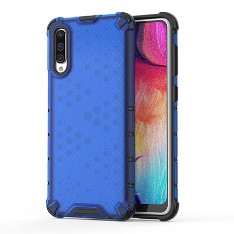 Coque Rebord Contour Silicone et Vitre Transparente Housse Etui 360 Degres AM1 pour Samsung Galaxy A30S Bleu