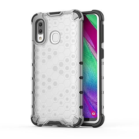 Coque Rebord Contour Silicone et Vitre Transparente Housse Etui 360 Degres AM1 pour Samsung Galaxy A40 Blanc