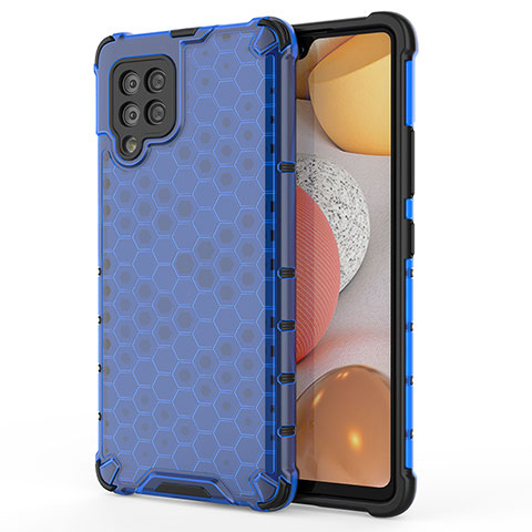 Coque Rebord Contour Silicone et Vitre Transparente Housse Etui 360 Degres AM1 pour Samsung Galaxy A42 5G Bleu