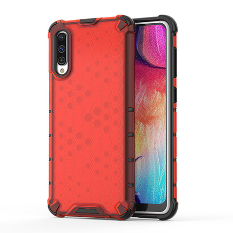 Coque Rebord Contour Silicone et Vitre Transparente Housse Etui 360 Degres AM1 pour Samsung Galaxy A50 Rouge