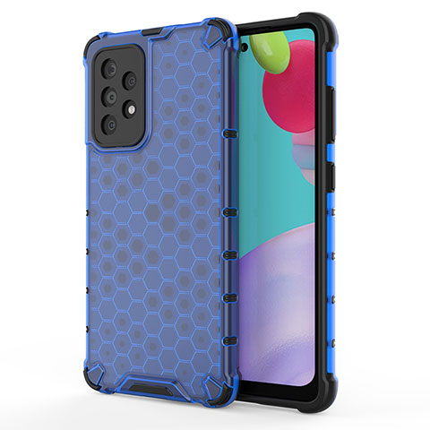 Coque Rebord Contour Silicone et Vitre Transparente Housse Etui 360 Degres AM1 pour Samsung Galaxy A52 5G Bleu