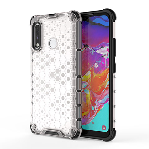 Coque Rebord Contour Silicone et Vitre Transparente Housse Etui 360 Degres AM1 pour Samsung Galaxy A70E Blanc