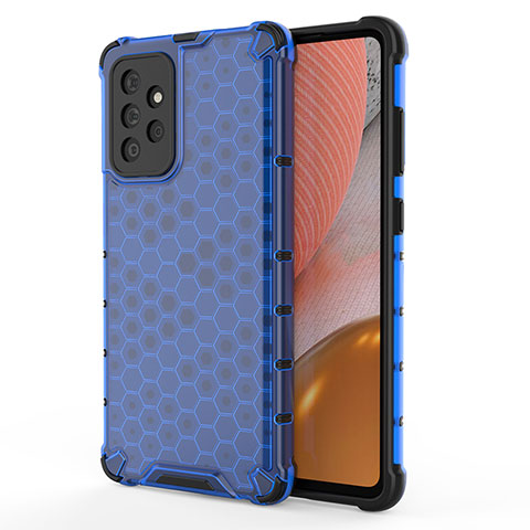 Coque Rebord Contour Silicone et Vitre Transparente Housse Etui 360 Degres AM1 pour Samsung Galaxy A72 4G Bleu