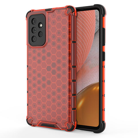 Coque Rebord Contour Silicone et Vitre Transparente Housse Etui 360 Degres AM1 pour Samsung Galaxy A72 5G Rouge