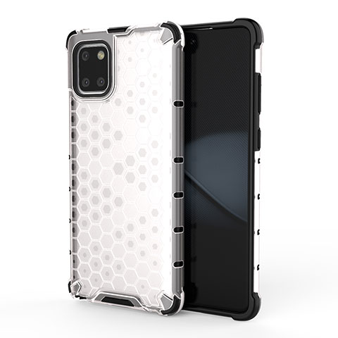 Coque Rebord Contour Silicone et Vitre Transparente Housse Etui 360 Degres AM1 pour Samsung Galaxy A81 Blanc