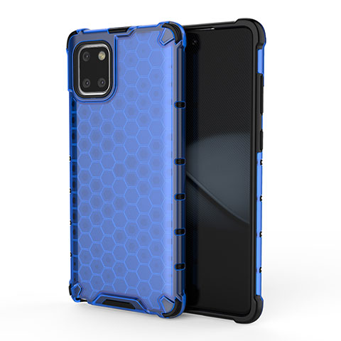 Coque Rebord Contour Silicone et Vitre Transparente Housse Etui 360 Degres AM1 pour Samsung Galaxy A81 Bleu