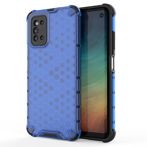 Coque Rebord Contour Silicone et Vitre Transparente Housse Etui 360 Degres AM1 pour Samsung Galaxy F52 5G Bleu