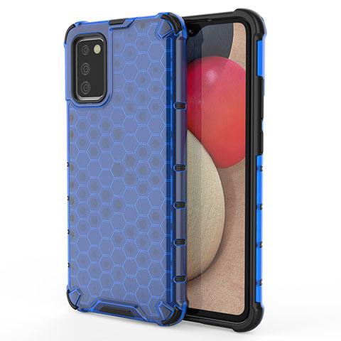 Coque Rebord Contour Silicone et Vitre Transparente Housse Etui 360 Degres AM1 pour Samsung Galaxy M02s Bleu