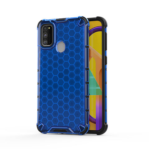 Coque Rebord Contour Silicone et Vitre Transparente Housse Etui 360 Degres AM1 pour Samsung Galaxy M30s Bleu